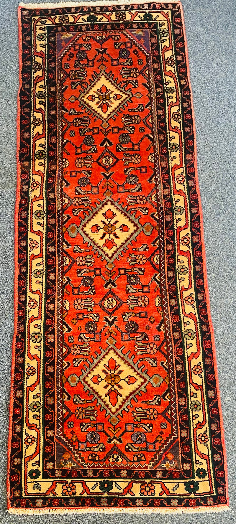 Hamadan Hand Knotted Traditional Runner Rug, 220 cm x 70 cm Long Natural Wool Runner Rug for Hallway/Corridor, Unique Home Decor